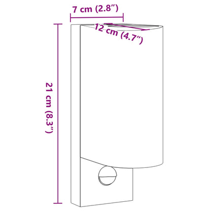 Applique Con Sensore 2 Pz Nere In Alluminio Pressofuso
