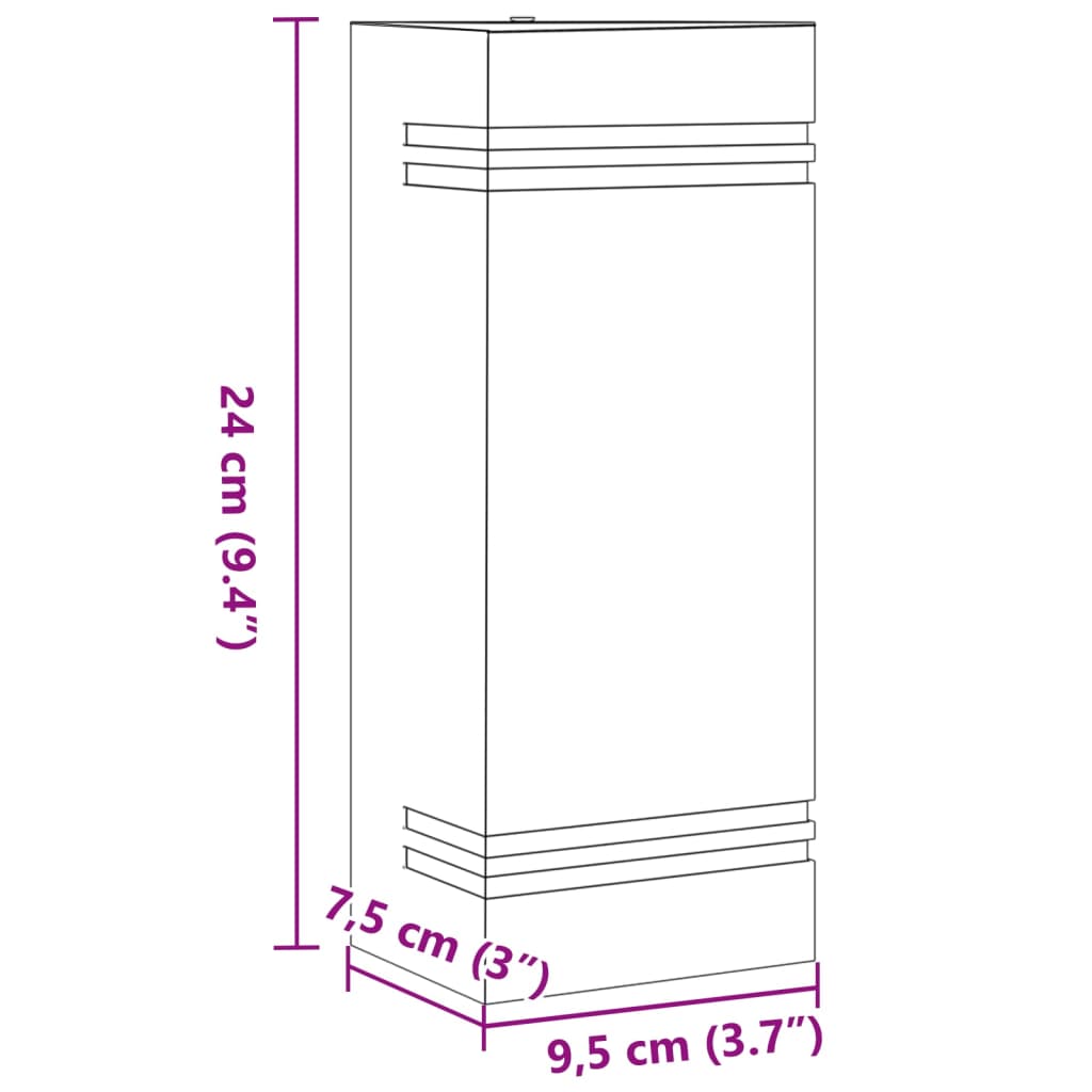 Applique Da Esterno 2 Pz Nere In Acciaio Inossidabile