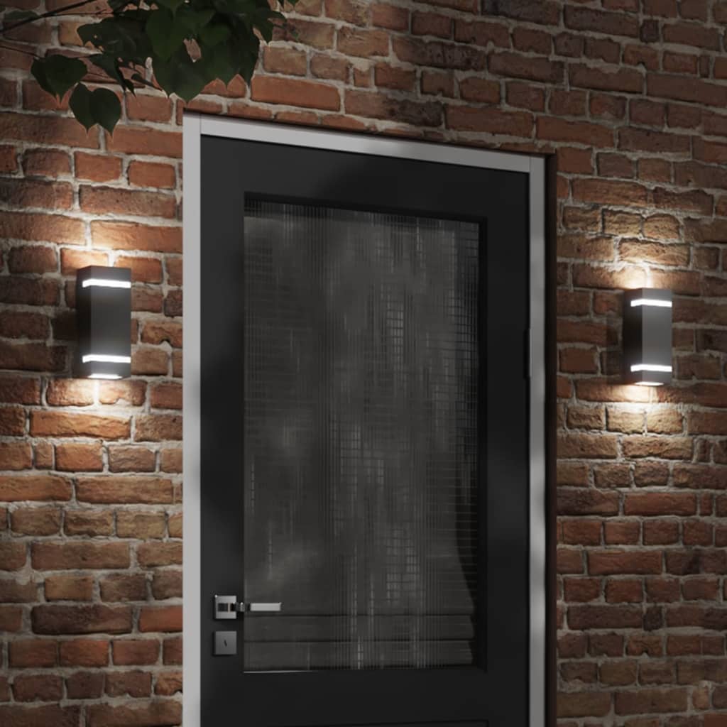 Applique Da Esterno 2 Pz Nere In Acciaio Inossidabile Nero