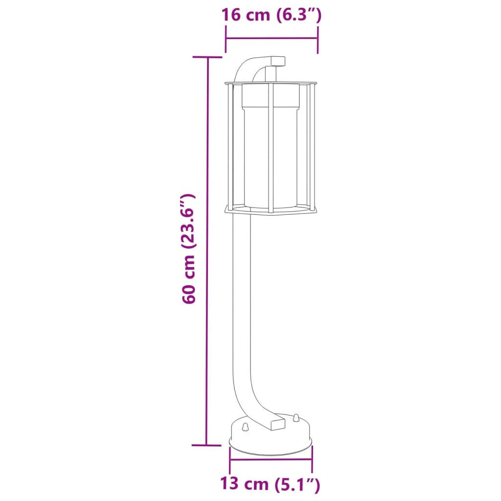 Lampada Da Terra Per Esterni Nera In Acciaio Inox