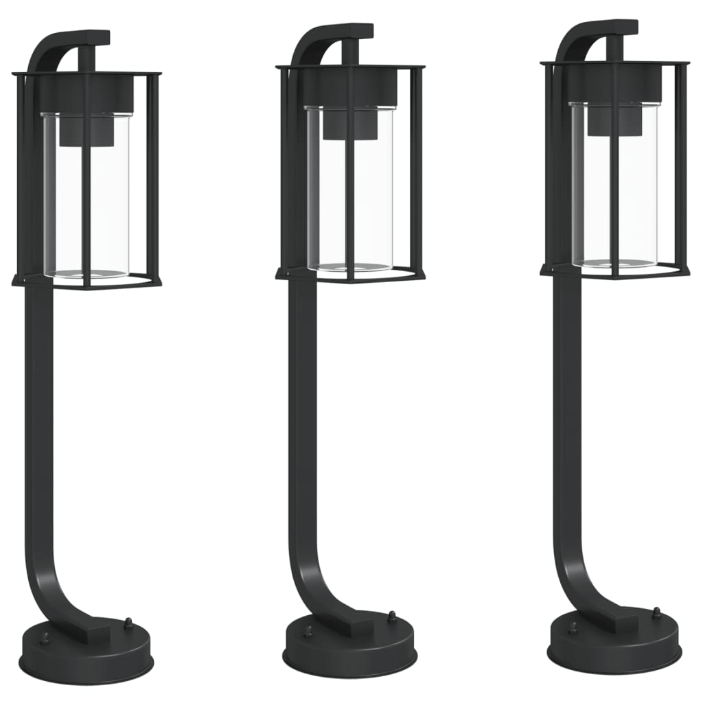Lampade Da Terra Per Esterni 3 Pz Nere In Acciaio Inox