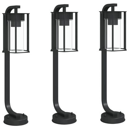 Lampade Da Terra Per Esterni 3 Pz Nere In Acciaio Inox