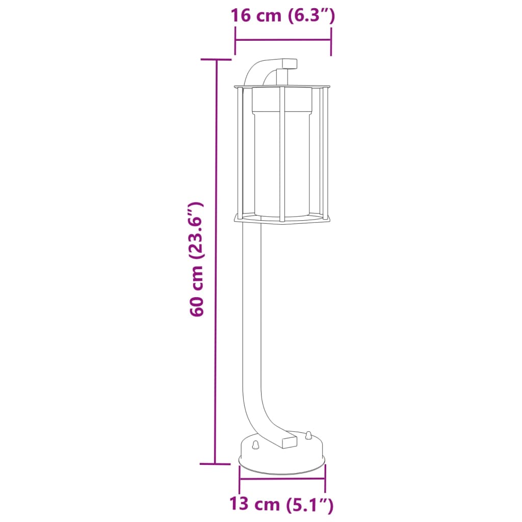 Lampade Da Terra Per Esterni 3 Pz Nere In Acciaio Inox