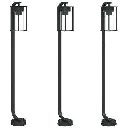 Lampade Da Terra Per Esterni 3 Pz Nere In Acciaio Inox