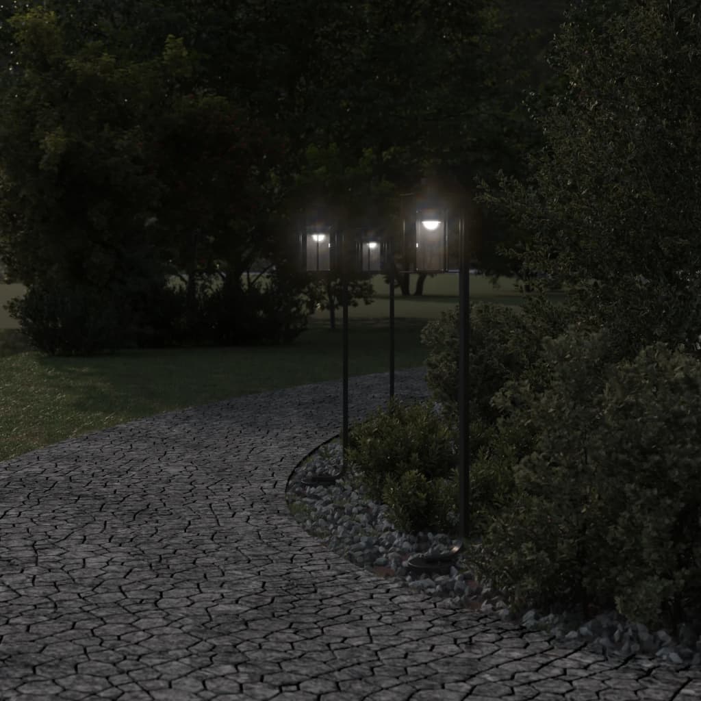 Lampade Da Terra Per Esterni 3 Pz Nere In Acciaio Inox