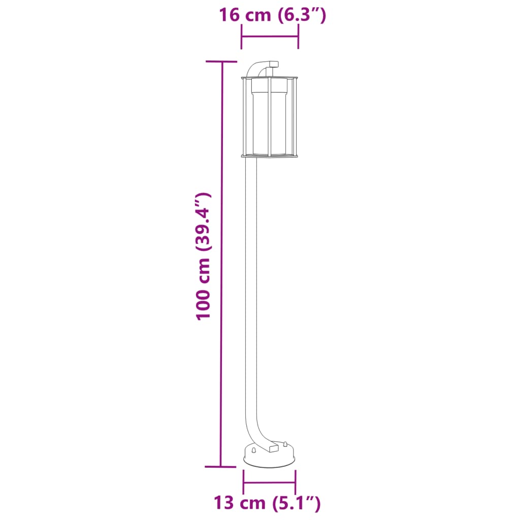 Lampade Da Terra Per Esterni 3 Pz Nere In Acciaio Inox