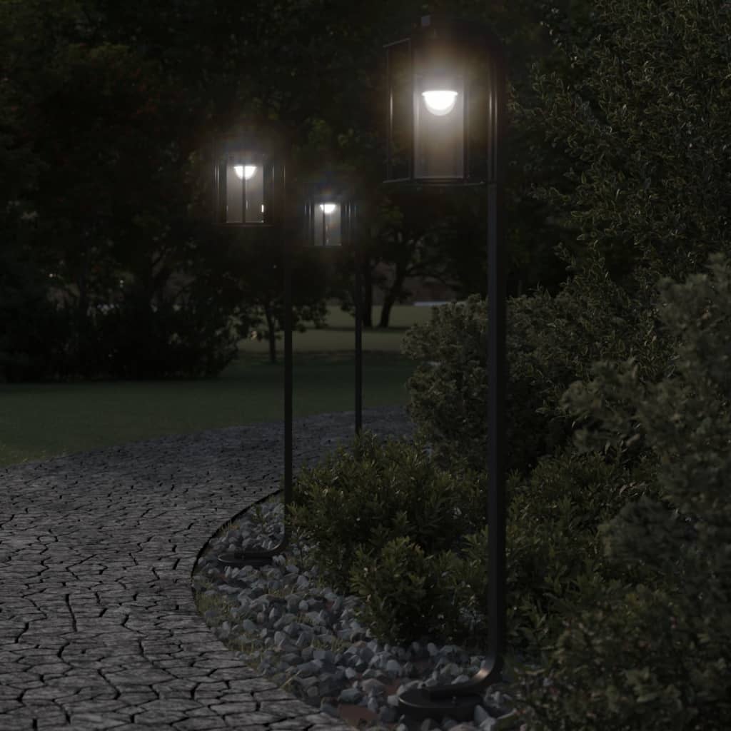 Lampade Da Terra Per Esterni 3 Pz Nere In Acciaio Inox