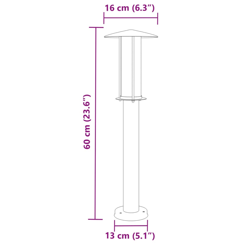 Lampade Da Terra Per Esterni 3 Pz In Acciaio Inox Argento