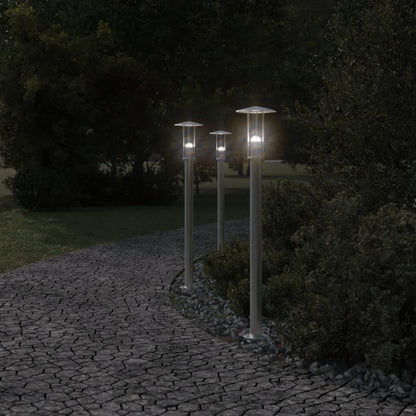 Lampada Da Terra Per Esterni In Acciaio Inox Argento