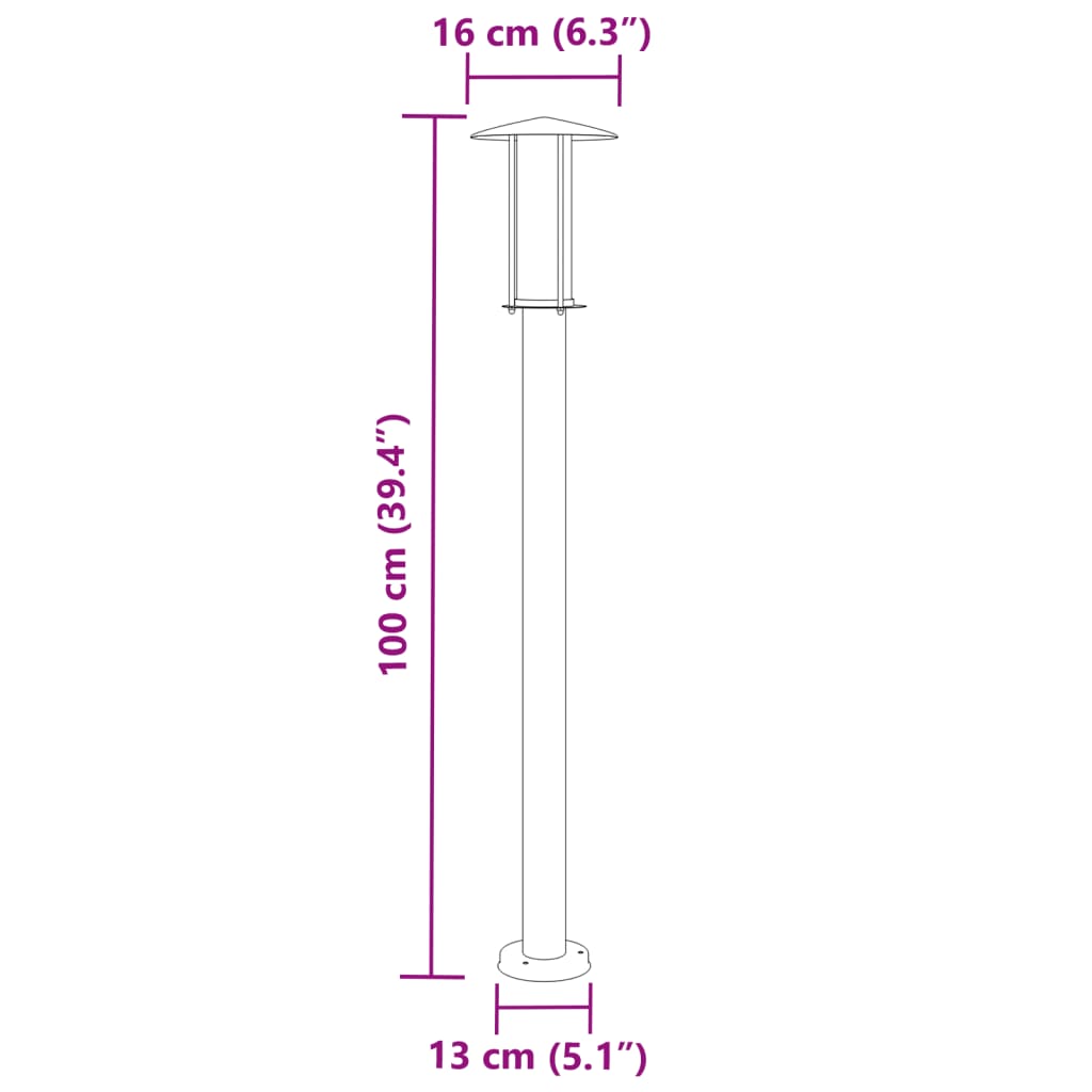 Lampada Da Terra Per Esterni In Acciaio Inox Argento
