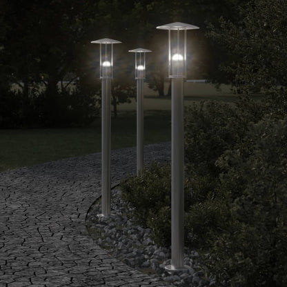 Lampada Da Terra Per Esterni In Acciaio Inox Argento