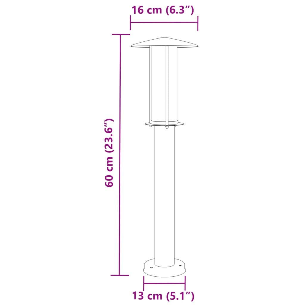 Lampada Da Terra Per Esterni Nera In Acciaio Inox Nero