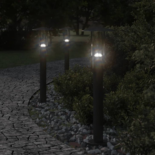 Lampada Da Terra Per Esterni Nera In Acciaio Inox Nero