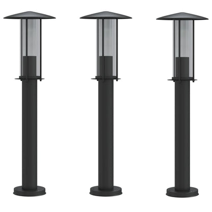 Lampade Da Terra Per Esterni 3 Pz Nere In Acciaio Inox Nero