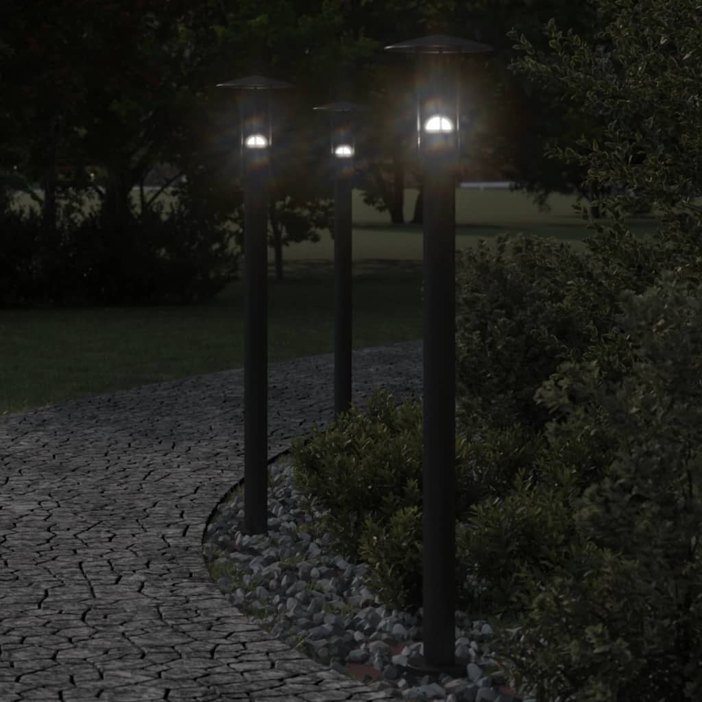 Lampada Da Terra Per Esterni Nera In Acciaio Inox Nero