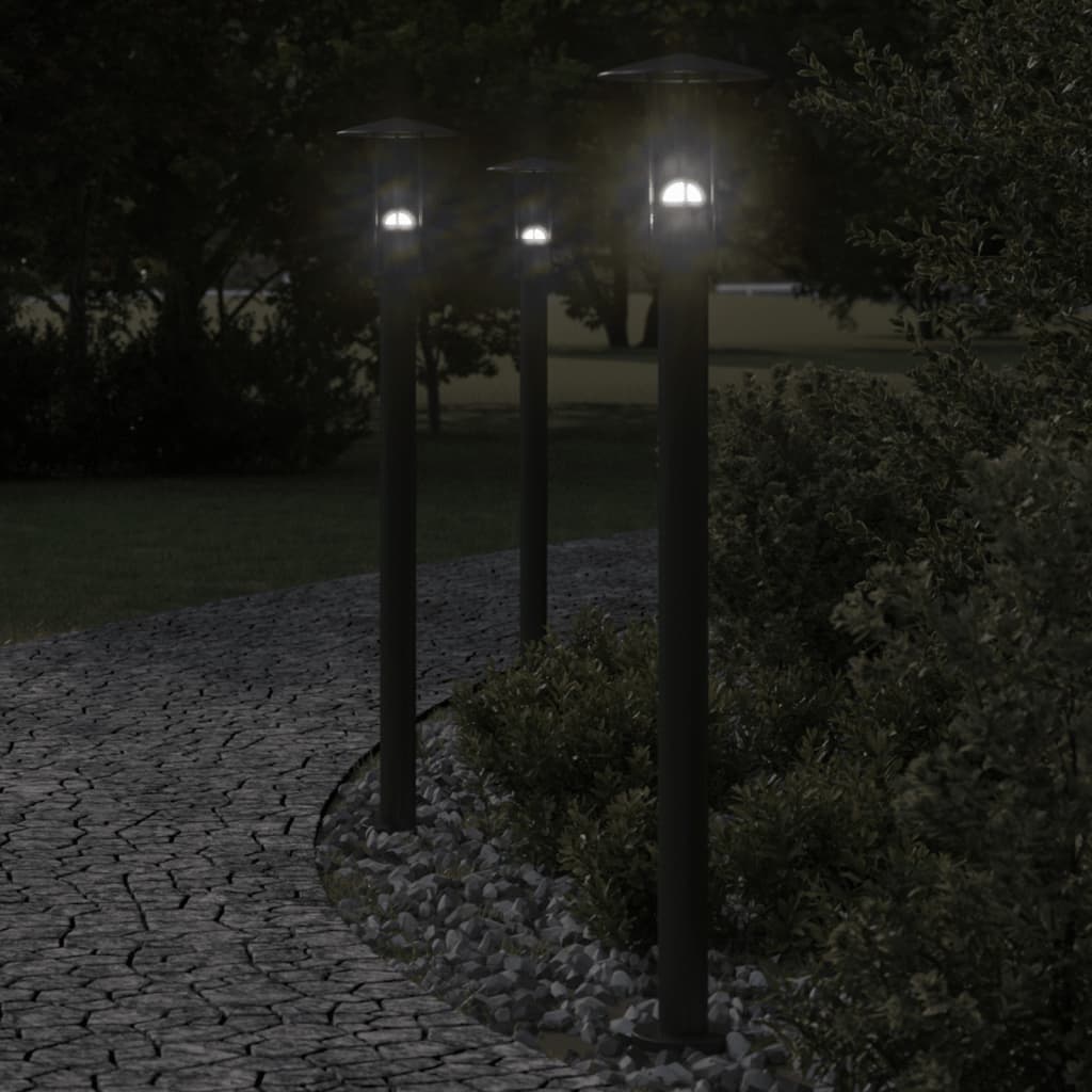 Lampade Da Terra Per Esterni 3 Pz Nere In Acciaio Inox Nero
