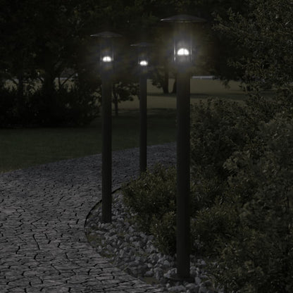 Lampade Da Terra Per Esterni 3 Pz Nere In Acciaio Inox Nero