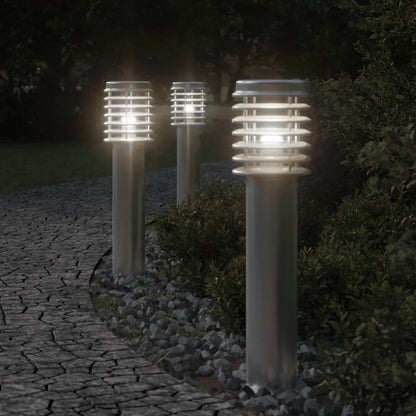 Lampada Da Terra Per Esterni Sensore 60 Cm In Acciaio Argento