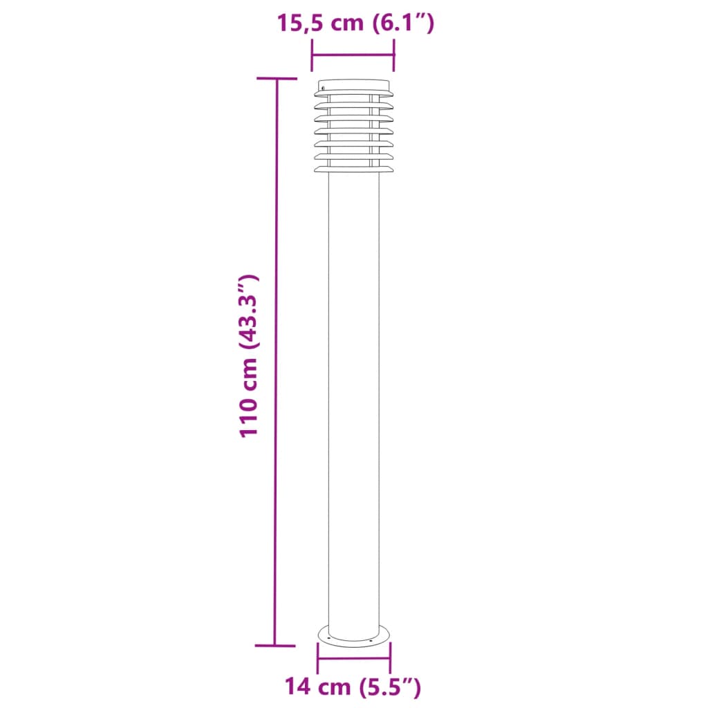 Lampade Da Terra Per Esterni 3 Pz 110Cm In Acciaio Inox Argento