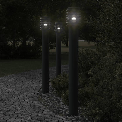 Lampada Da Terra Per Esterni Sensore Nera 110 Cm In Acciaio Nero
