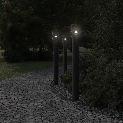 Lampade Da Terra Per Esterni 3 Pz Nere 110 Cm In Acciaio Inox Nero