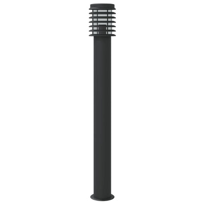 Lampade Da Terra Per Esterni 3 Pz Nere 110 Cm In Acciaio Inox Nero