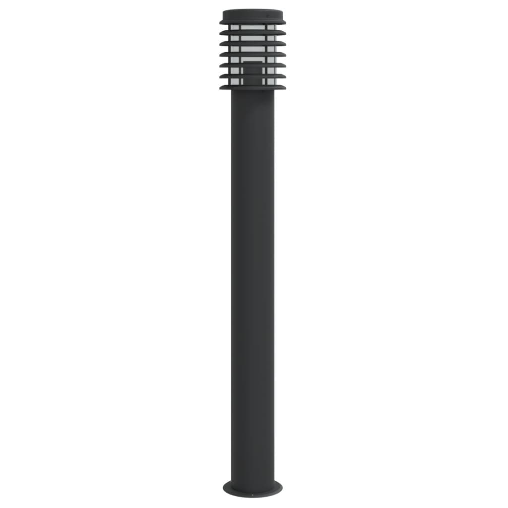 Lampade Da Terra Per Esterni 3 Pz Nere 110 Cm In Acciaio Inox Nero