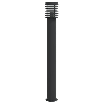 Lampade Da Terra Per Esterni 3 Pz Nere 110 Cm In Acciaio Inox Nero