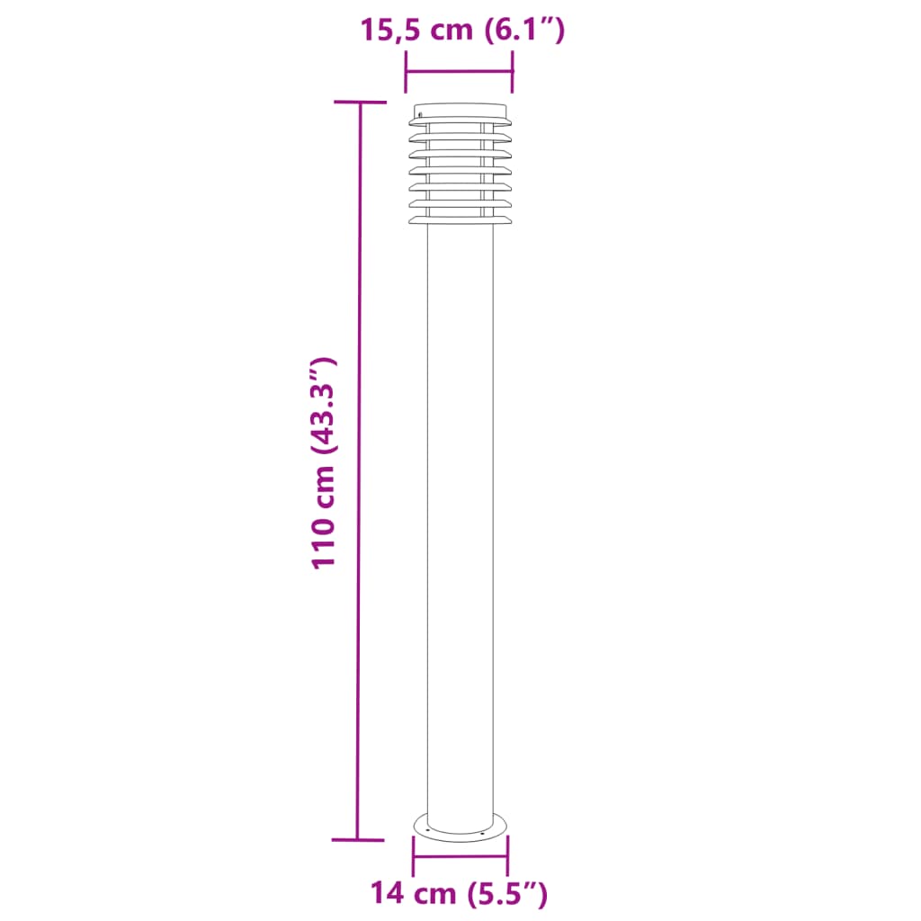 Lampade Da Terra Per Esterni 3 Pz Nere 110 Cm In Acciaio Inox Nero