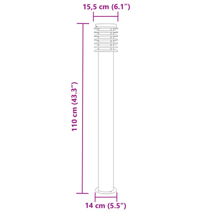 Lampade Da Terra Per Esterni 3 Pz Nere 110 Cm In Acciaio Inox Nero