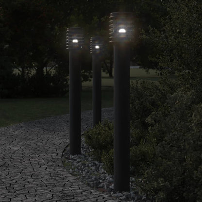 Lampade Da Terra Per Esterni 3 Pz Nere 110 Cm In Acciaio Inox Nero