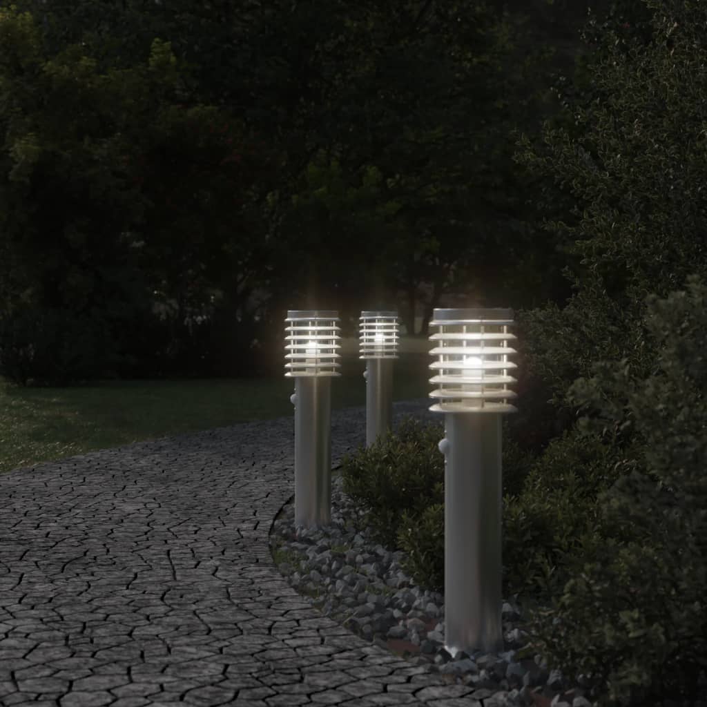 Lampada Da Terra Per Esterni Sensore 60 Cm In Acciaio Argento