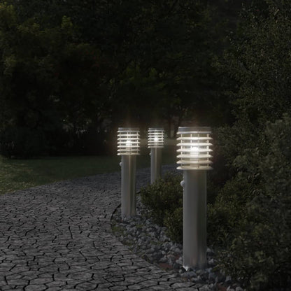 Lampada Da Terra Per Esterni Sensore 60 Cm In Acciaio Argento