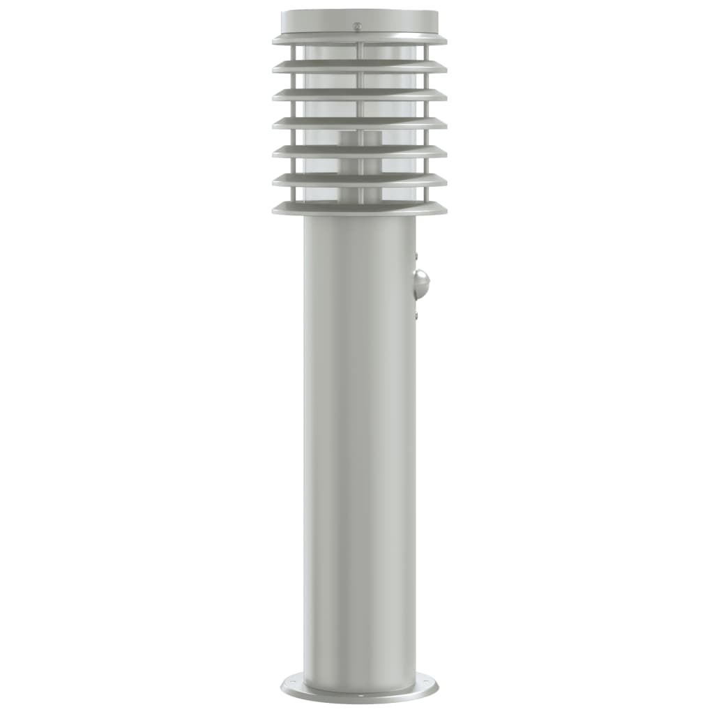 Lampada Da Terra Per Esterni Sensore 60 Cm In Acciaio Argento