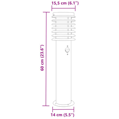 Lampade Da Terra Per Esterni Sensore 3 Pz 60 Cm Acciaio Argento