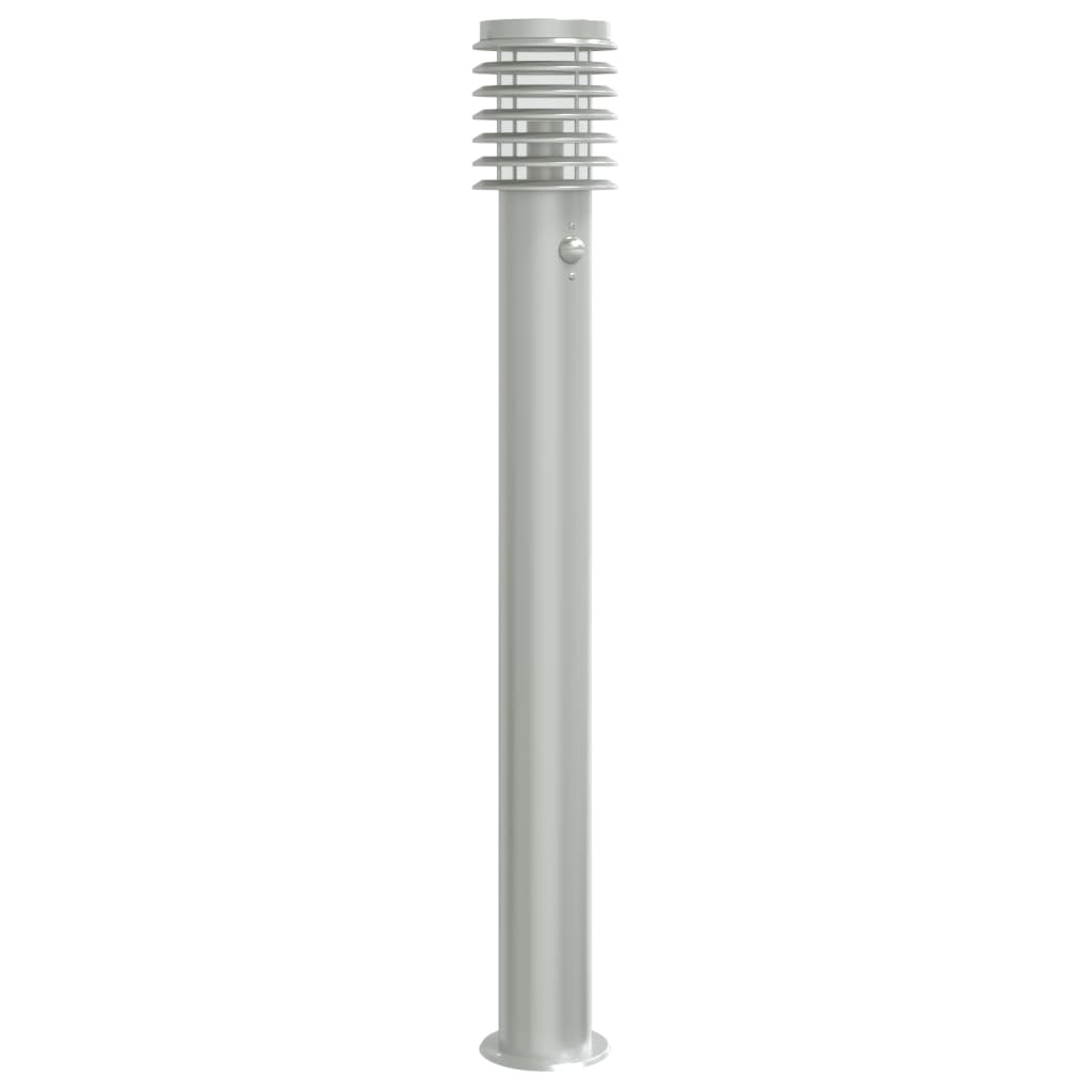 Lampada Da Terra Per Esterni Sensore 110 Cm In Acciaio Argento