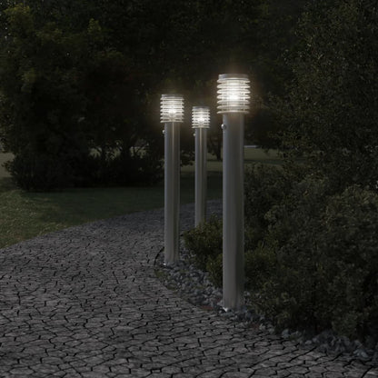 Lampada Da Terra Per Esterni Sensore 110 Cm In Acciaio Argento