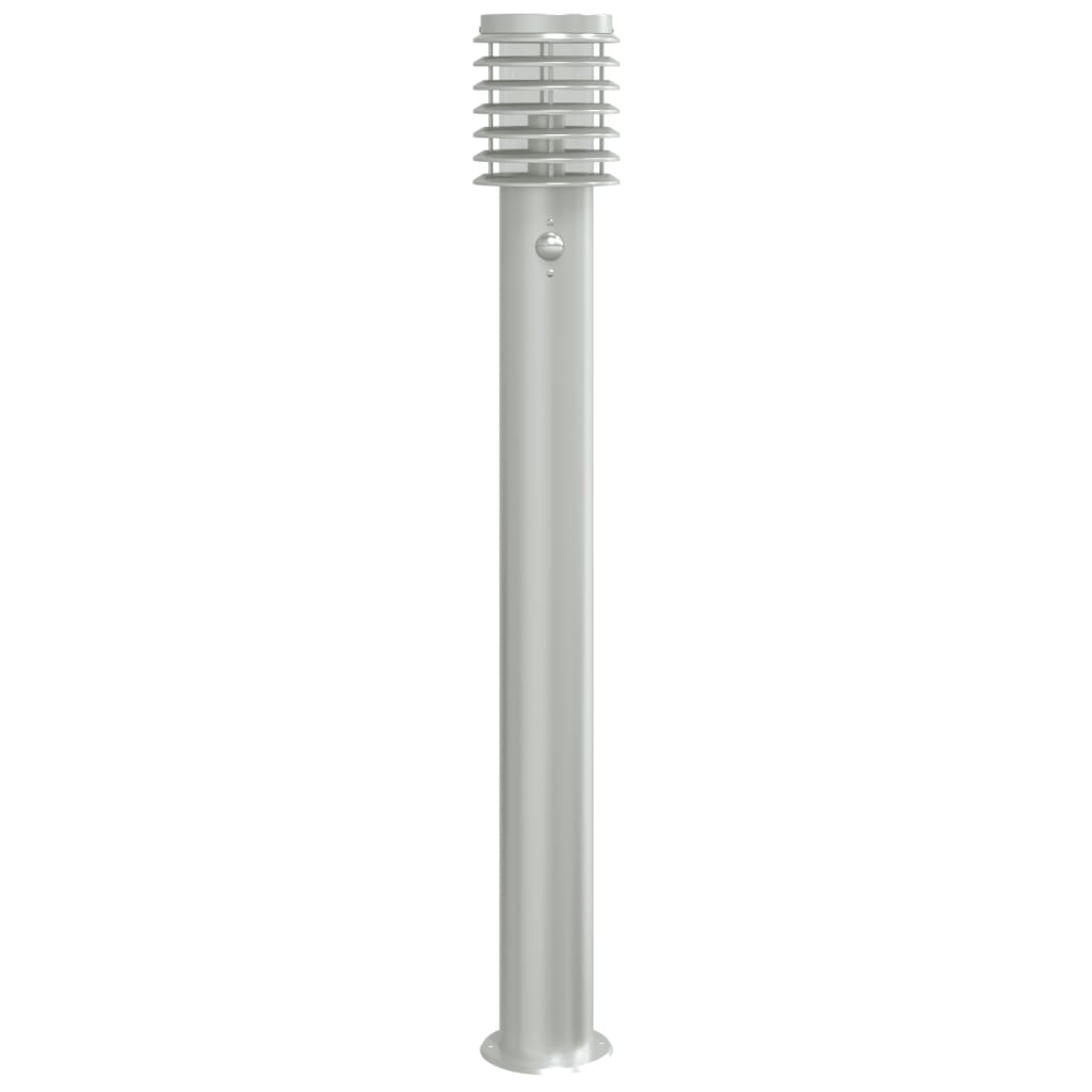 Lampada Da Terra Per Esterni Sensore 110 Cm In Acciaio Argento