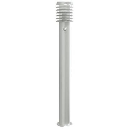 Lampada Da Terra Per Esterni Sensore 110 Cm In Acciaio Argento