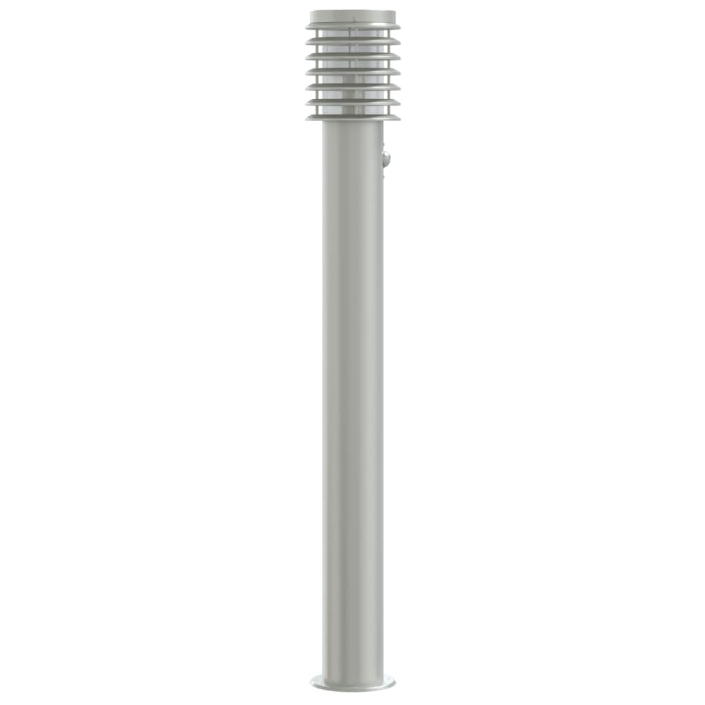 Lampada Da Terra Per Esterni Sensore 110 Cm In Acciaio Argento