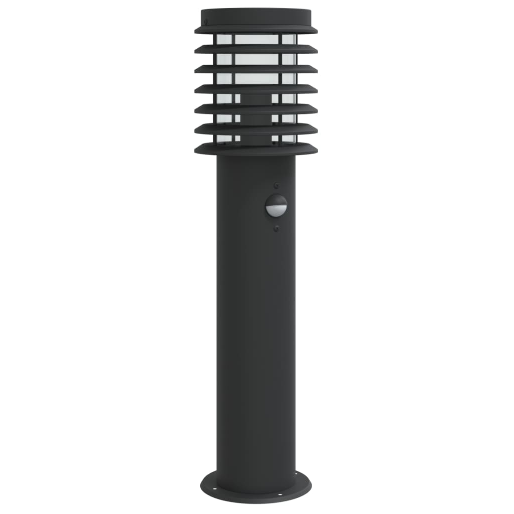 Lampada Da Terra Per Esterni Sensore Nera 60 Cm In Acciaio Nero
