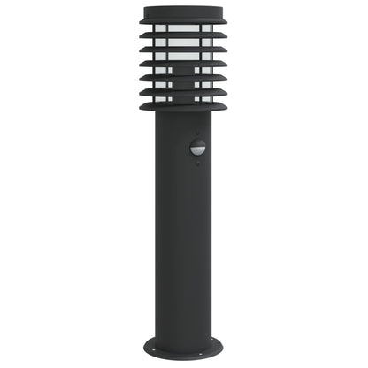 Lampada Da Terra Per Esterni Sensore Nera 60 Cm In Acciaio Nero