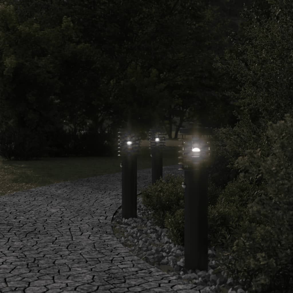 Lampada Da Terra Per Esterni Sensore Nera 60 Cm In Acciaio Nero