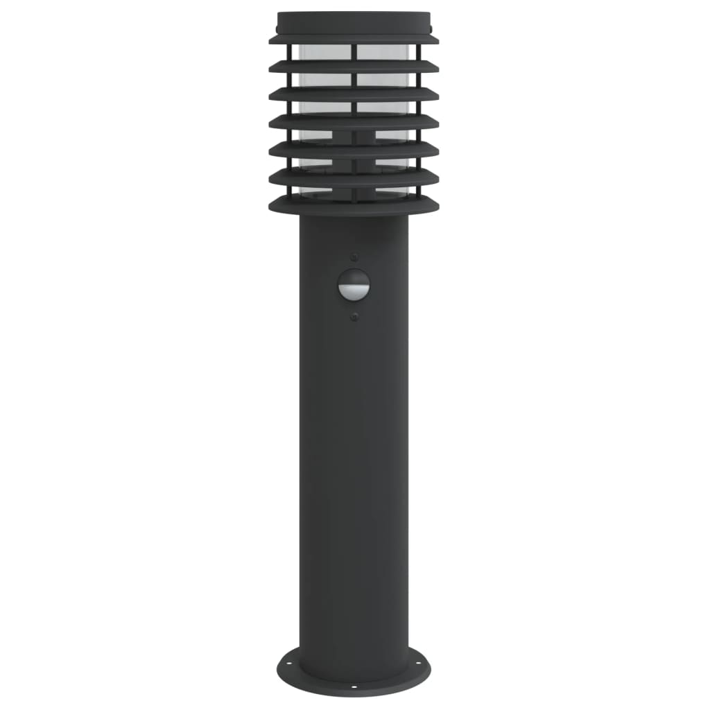Lampada Da Terra Per Esterni Sensore Nera 60 Cm In Acciaio Nero