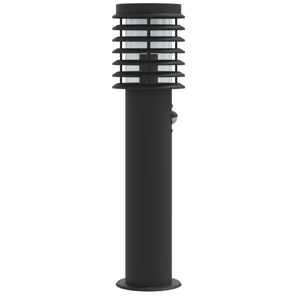 Lampada Da Terra Per Esterni Sensore Nera 60 Cm In Acciaio Nero