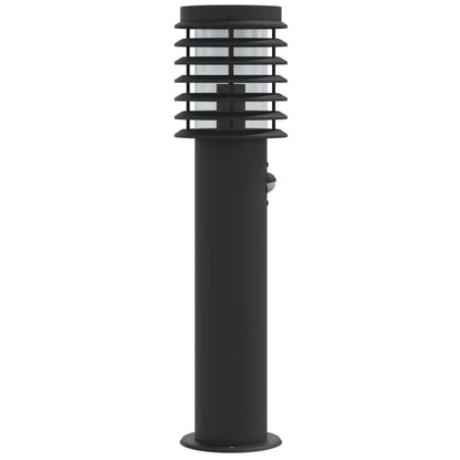 Lampada Da Terra Per Esterni Sensore Nera 60 Cm In Acciaio Nero