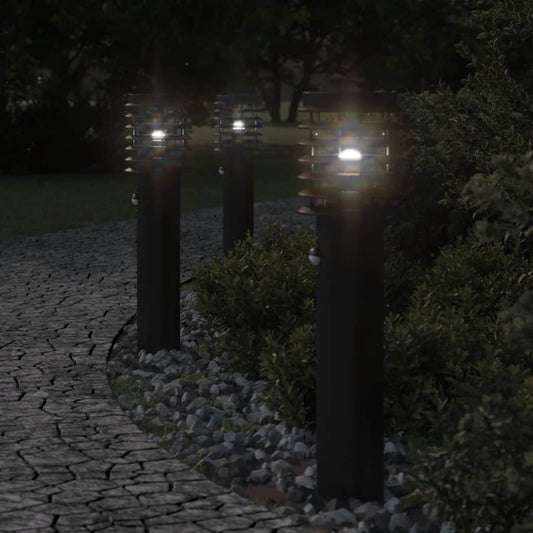 Lampada Da Terra Per Esterni Sensore Nera 60 Cm In Acciaio Nero