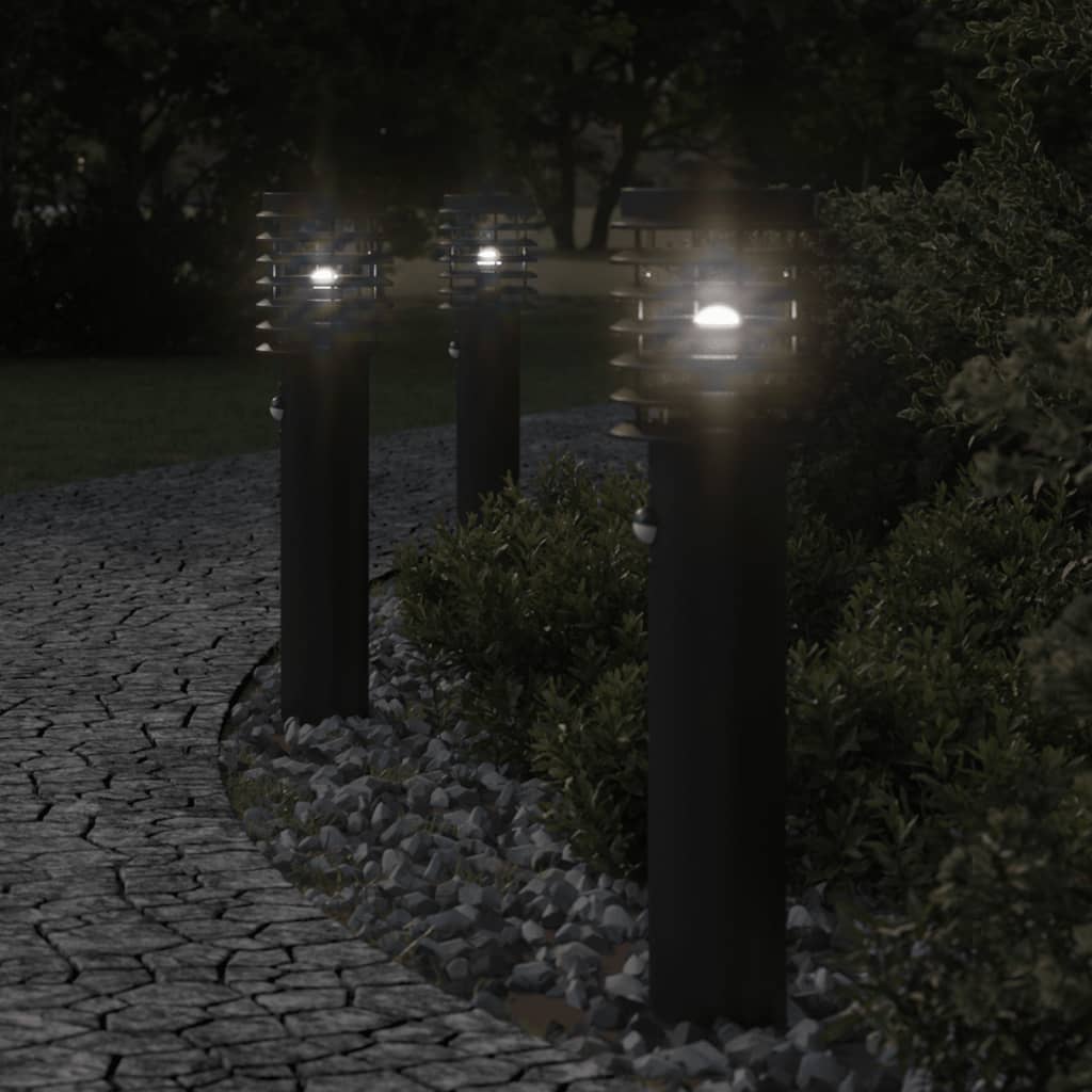 Lampade Da Terra Per Esterni 3 Pz Nere 60 Cm Acciaio Nero