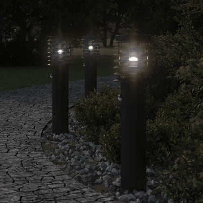 Lampade Da Terra Per Esterni 3 Pz Nere 60 Cm Acciaio Nero