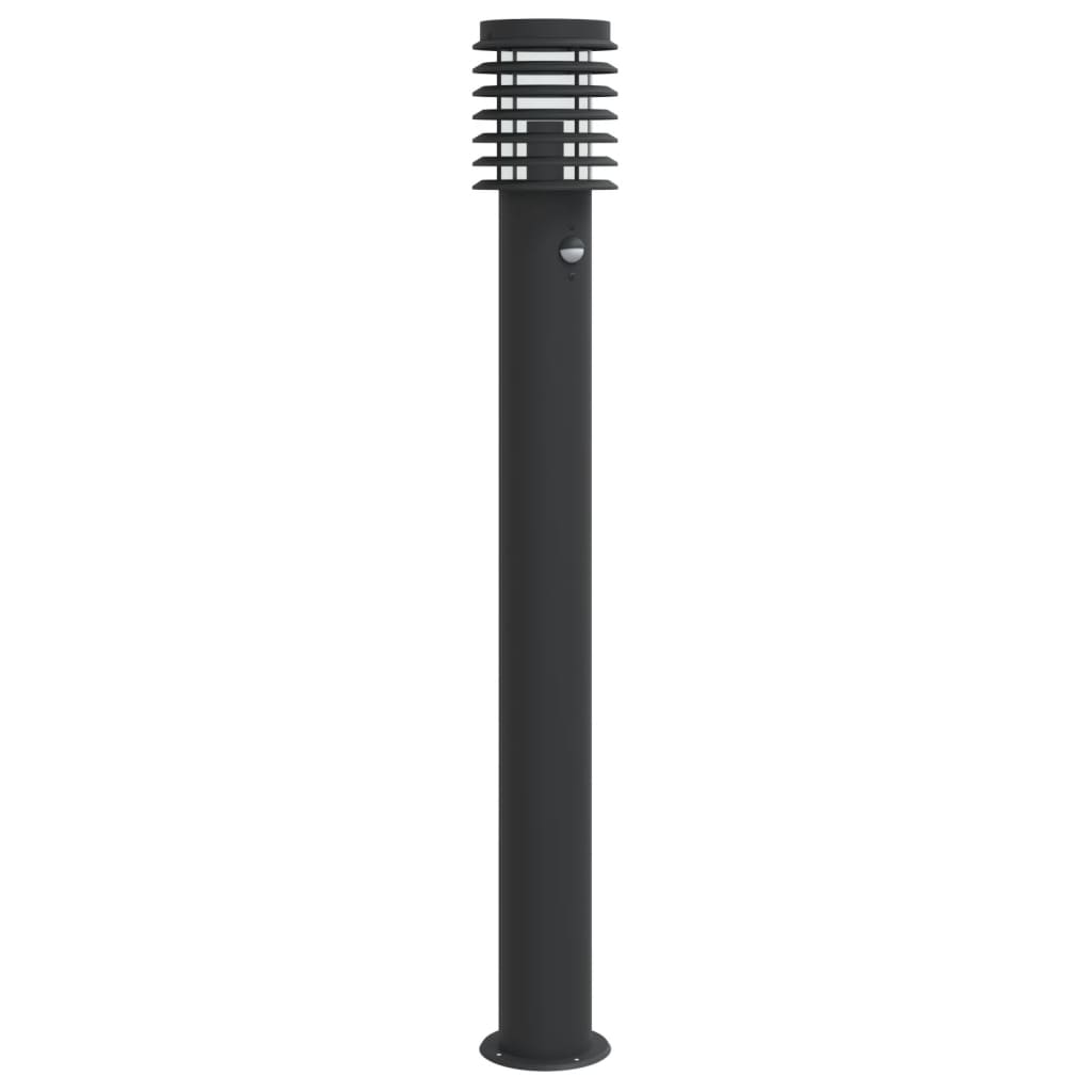 Lampada Da Terra Per Esterni Sensore Nera 110 Cm In Acciaio Nero